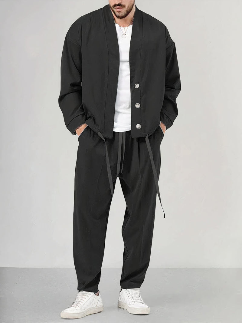 Set de Kimono pour Homme avec Chaqueta et Pantalon - Tejido Ligero y Transpirable - Ajuste Cómodo