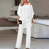 Ensemble 2 pièces élégant avec découpe sur l'épaule pour une tenue féminine tendance