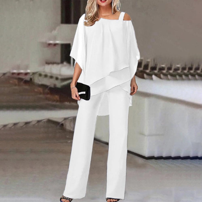 Ensemble 2 pièces élégant avec découpe sur l'épaule pour une tenue féminine tendance
