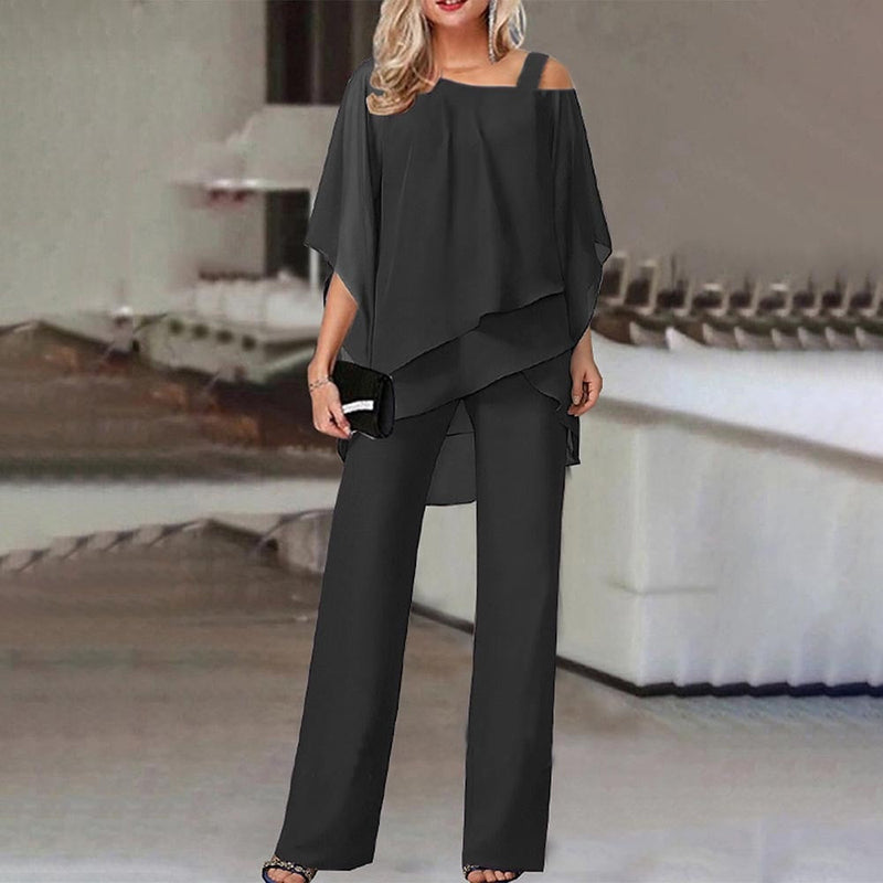 Ensemble 2 pièces élégant avec découpe sur l'épaule pour une tenue féminine tendance