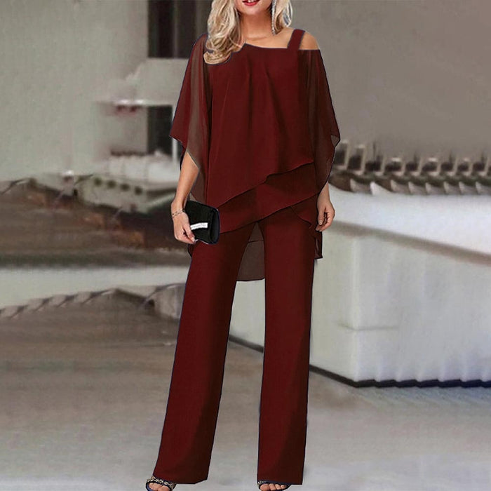Ensemble 2 pièces élégant avec découpe sur l'épaule pour une tenue féminine tendance