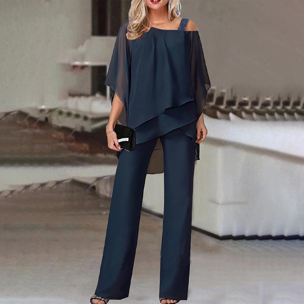 Ensemble 2 pièces élégant avec découpe sur l'épaule pour une tenue féminine tendance