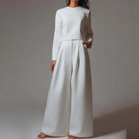 Ensemble lounge 2 pièces pour femmes - Top court chic et pantalon large confortable en noir pour les sorties décontractées - Mode tendance et décontractée