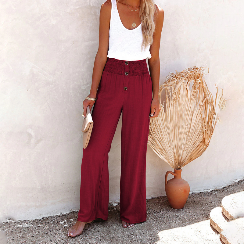 Pantalon tendance à taille haute et à jambe large pour les femmes, pour un look élégant et confortable
