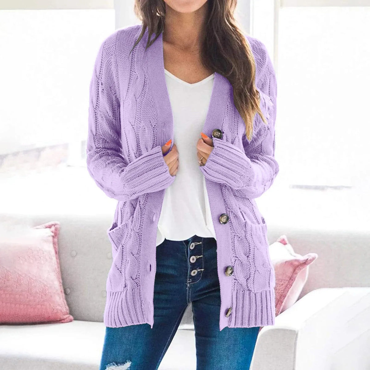 Élégant cardigan long pour femme - Parfait pour un look printanier élégant