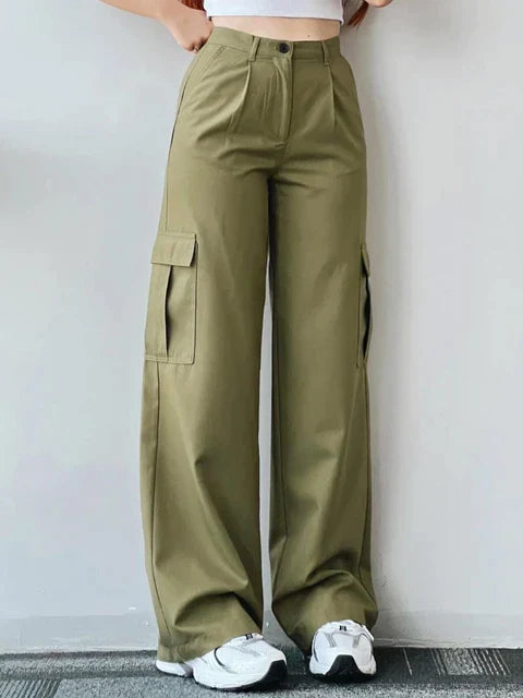 Pantalon cargo pour femmes - Taille haute fonctionnelle pour des vêtements de ville élégants et polyvalents