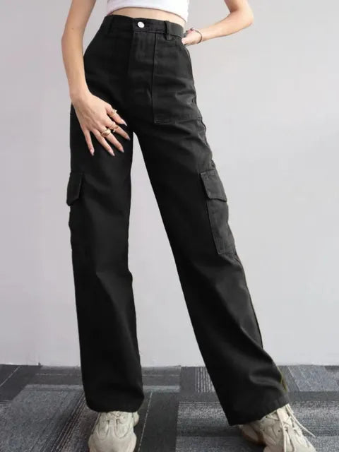 Pantalon cargo pour femmes - Taille haute fonctionnelle pour des vêtements de ville élégants et polyvalents