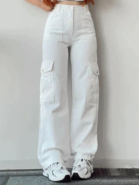 Pantalon cargo pour femmes - Taille haute fonctionnelle pour des vêtements de ville élégants et polyvalents