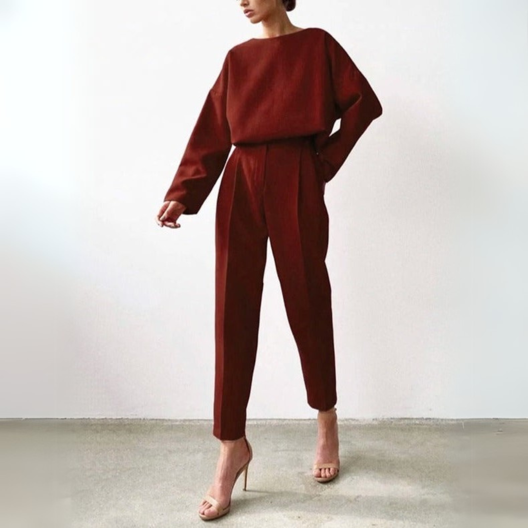 Ensemble 2 pièces décontracté pour femmes, élégant et confortable, comprenant un haut et un pantalon à la mode