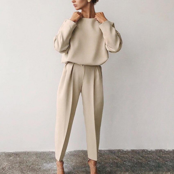 Ensemble 2 pièces décontracté pour femmes, élégant et confortable, comprenant un haut et un pantalon à la mode