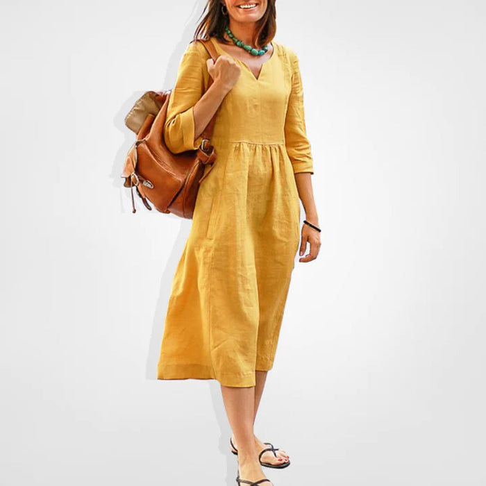Robe Midi Décontractée - Rose Doux, Style Polyvalent