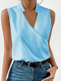 Elegant Floral Wrap Top - Chemisier élégant sans manches pour femmes, pour toutes les occasions