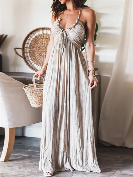 Elegant Beige Maxi Dress - Hesja pour un look éblouissant