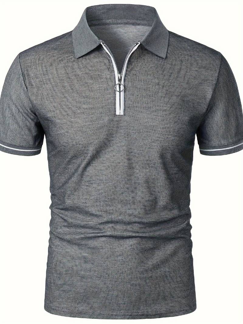 Polo slim à manches courtes pour hommes avec fermeture à glissière contrastée à la mode