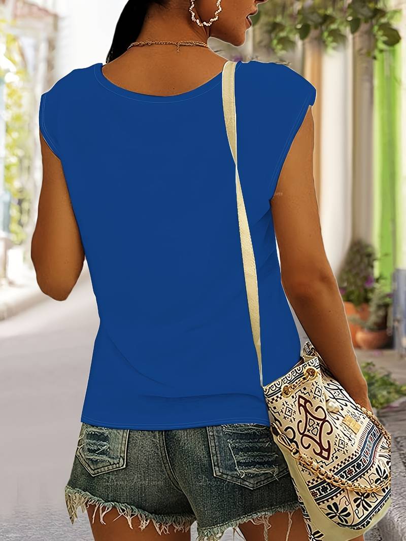 Top sans manches sans col en V pour femmes - base légère et confortable pour un look frais en été