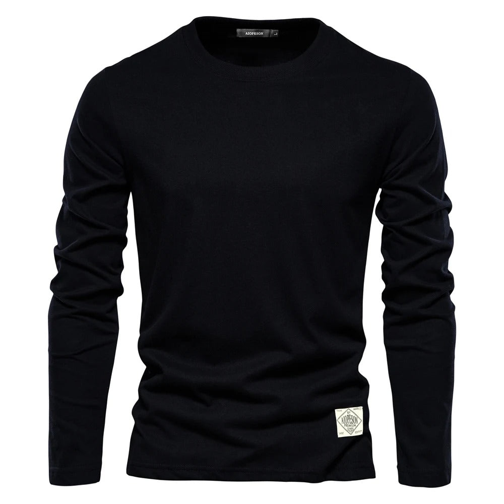 Camisa de manga larga de color sólido para hombre