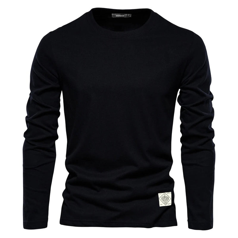 Camisa de manga larga de color sólido para hombre