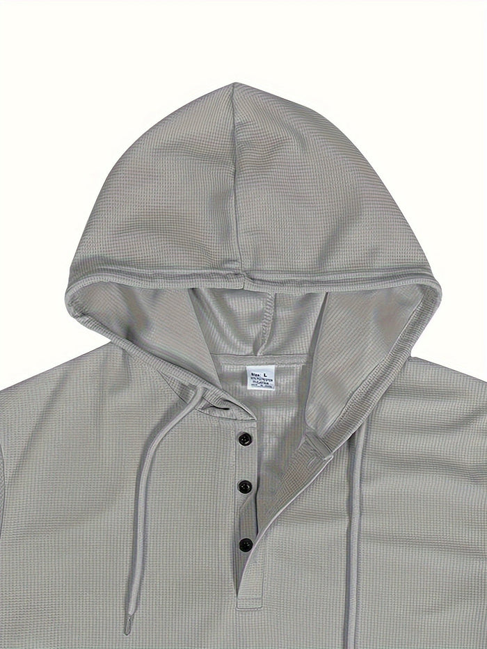 Ensemble de survêtement pour hommes - Hoodie à col boutonné - Mancherons côtelés - Pantalons de jogging avec cordon de serrage
