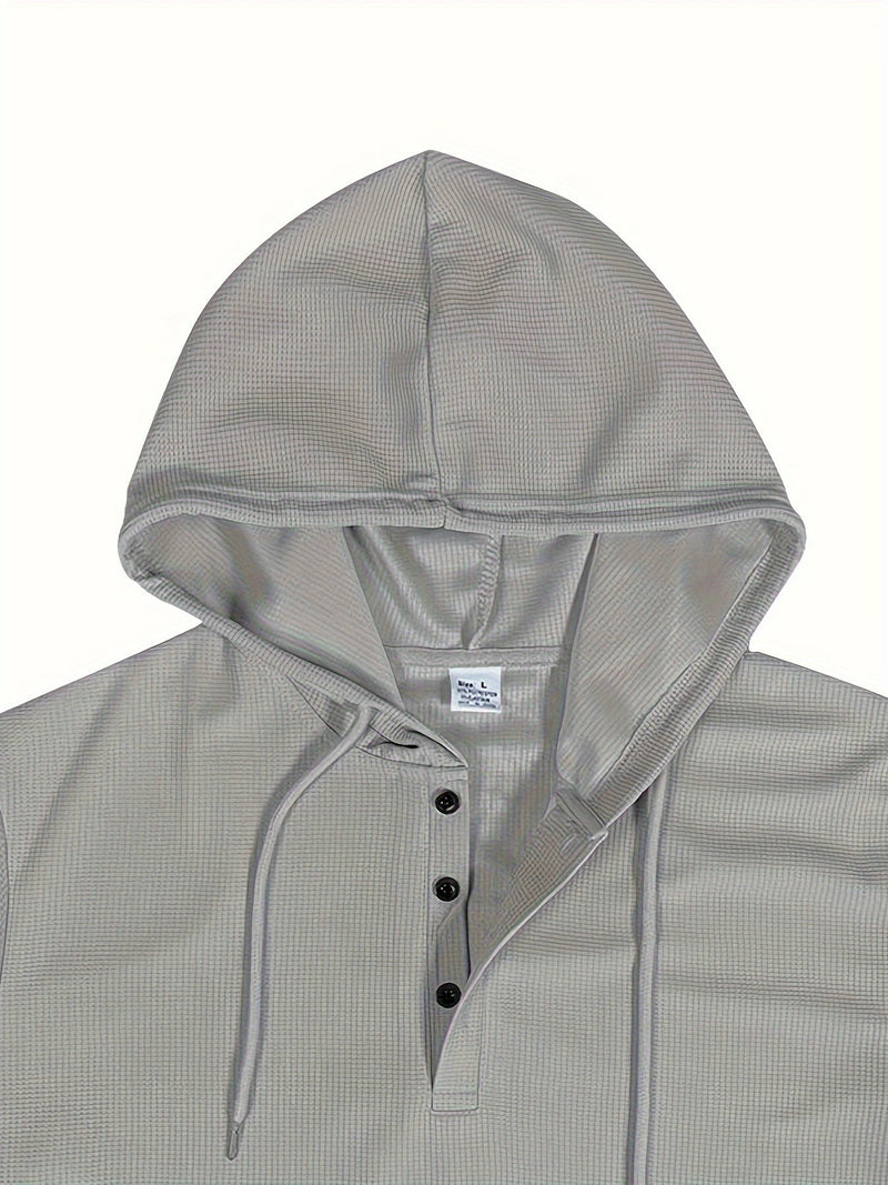 Ensemble de survêtement pour hommes - Hoodie à col boutonné - Mancherons côtelés - Pantalons de jogging avec cordon de serrage