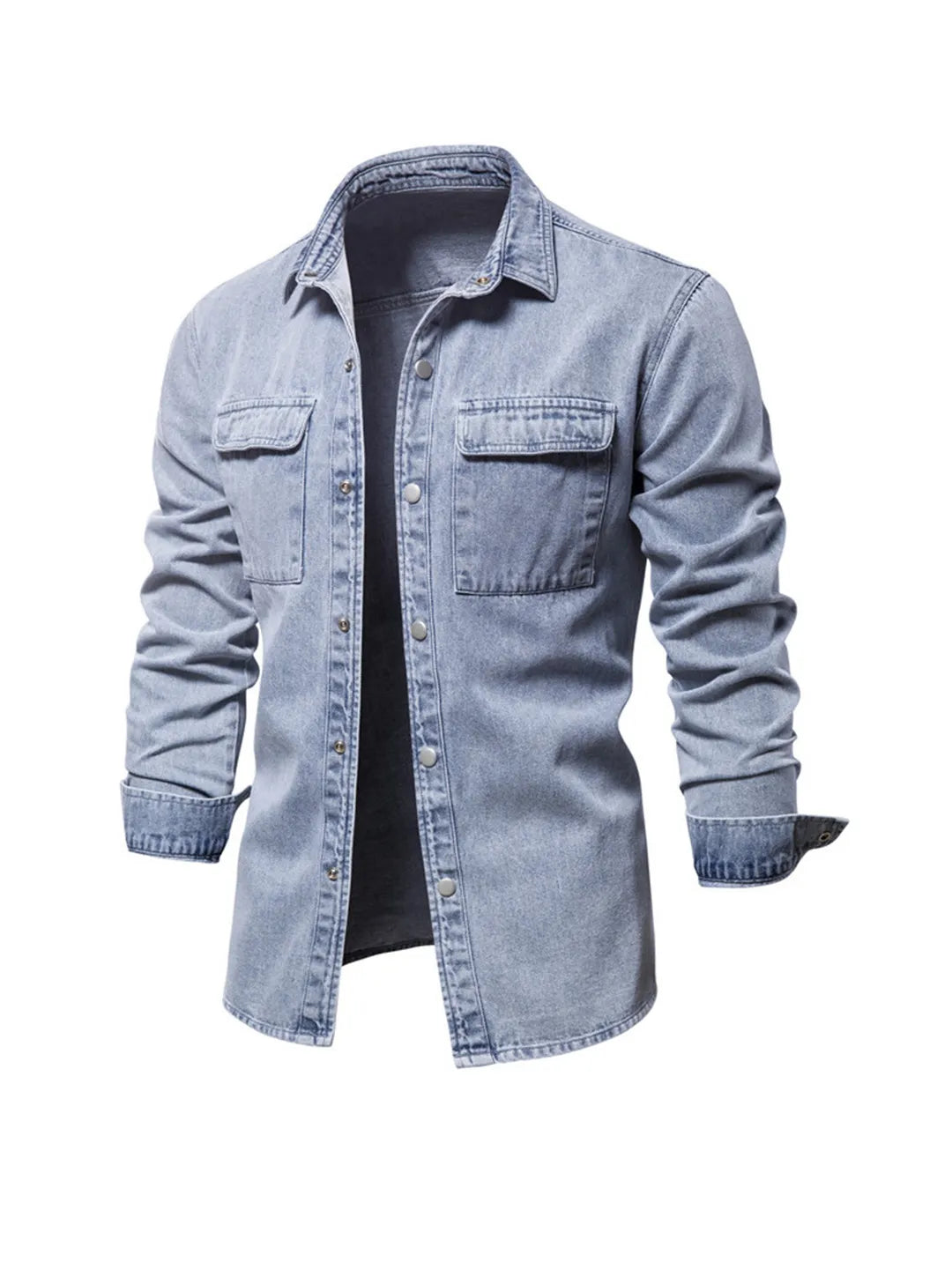 Chemise en jean décontractée pour homme à manches longues
