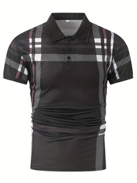Polo à carreaux stylisé pour hommes - Slim Fit Short Sleeve Casual Classic