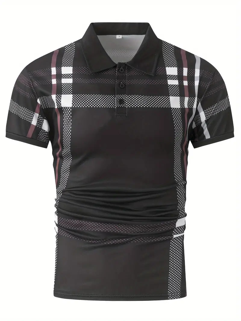 Polo à carreaux stylisé pour hommes - Slim Fit Short Sleeve Casual Classic