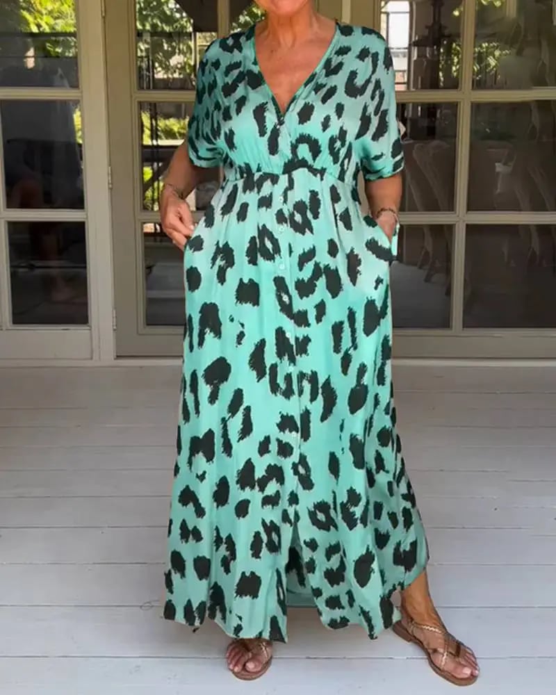 Robe longue élégante à imprimé léopard - Esmee