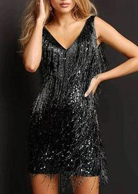 Robe élégante à paillettes et franges pour femme - Liselotte Glamorous Fashion