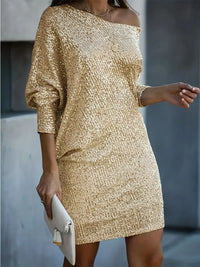 Robe de soirée élégante pour femmes avec paillettes contrastantes rayonnantes