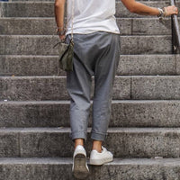 Pantalon femme fuselé en coton, élégant et confortable, pour un look décontracté et élégant