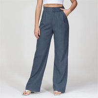 Élégant pantalon large à taille haute pour femmes, avec poches pratiques