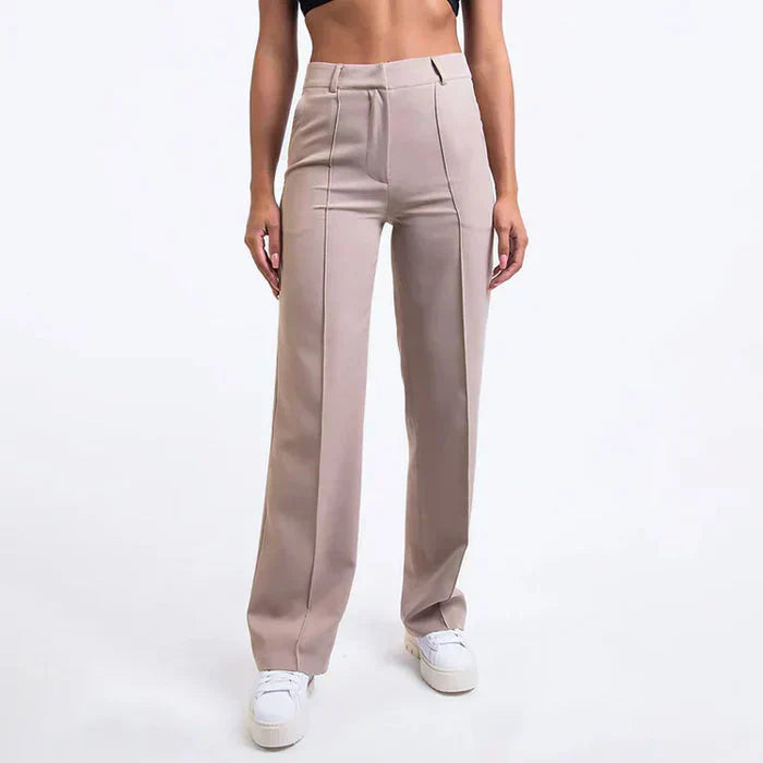 Pantalon large élégant à taille haute - pantalon de tailleur pour femme pour un look élégant