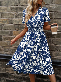 Robe Midi Élégante pour Femmes - Imprimé Floral avec Détails Smockées