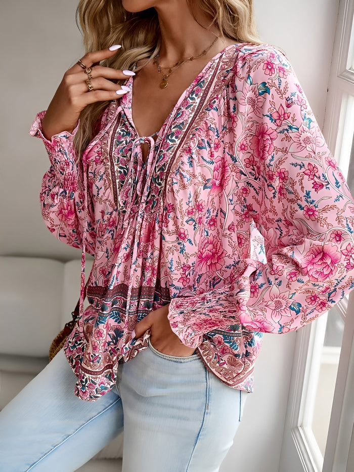 Chemisier floral élégant pour femmes à manches longues - Stylé et à la mode