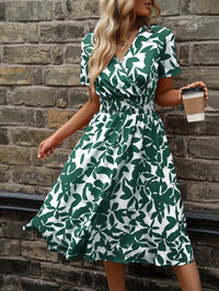 Robe Midi Élégante pour Femmes - Imprimé Floral avec Détails Smockées