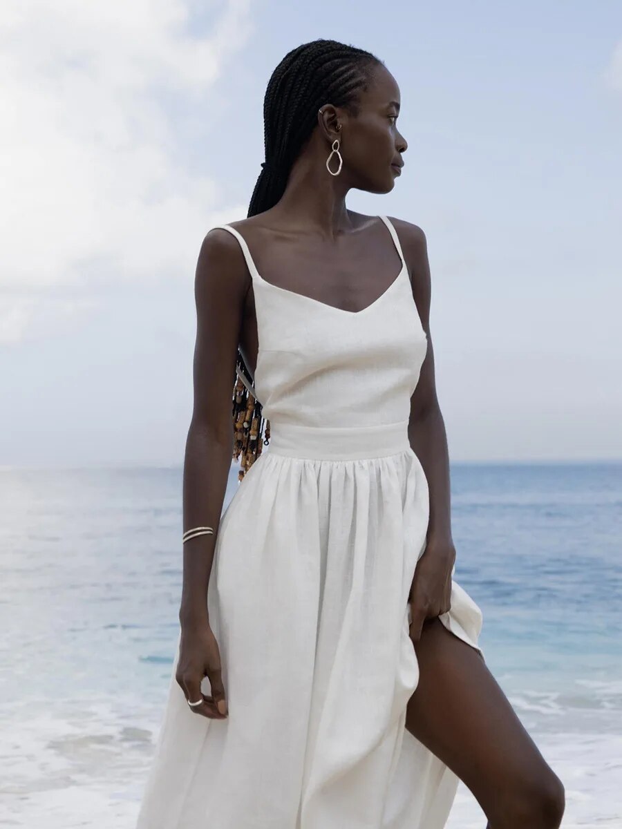 Elégante robe de plage en lin vintage - Kira pour un look d'été élégant