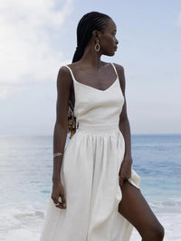 Elégante robe de plage en lin vintage - Kira pour un look d'été élégant