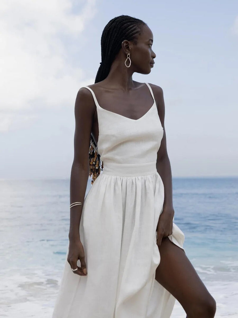 Elégante robe de plage en lin vintage - Kira pour un look d'été élégant