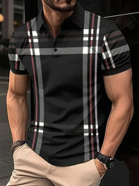 Polo à carreaux stylisé pour hommes - Slim Fit Short Sleeve Casual Classic