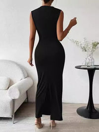 Robe longue élégante pour femme - Robe de cocktail drapée sans manches pour un look époustouflant