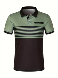 Camisa Polo Masculina - Ajuste Slim - Design Listrado - Manga Curta para Uso Casual