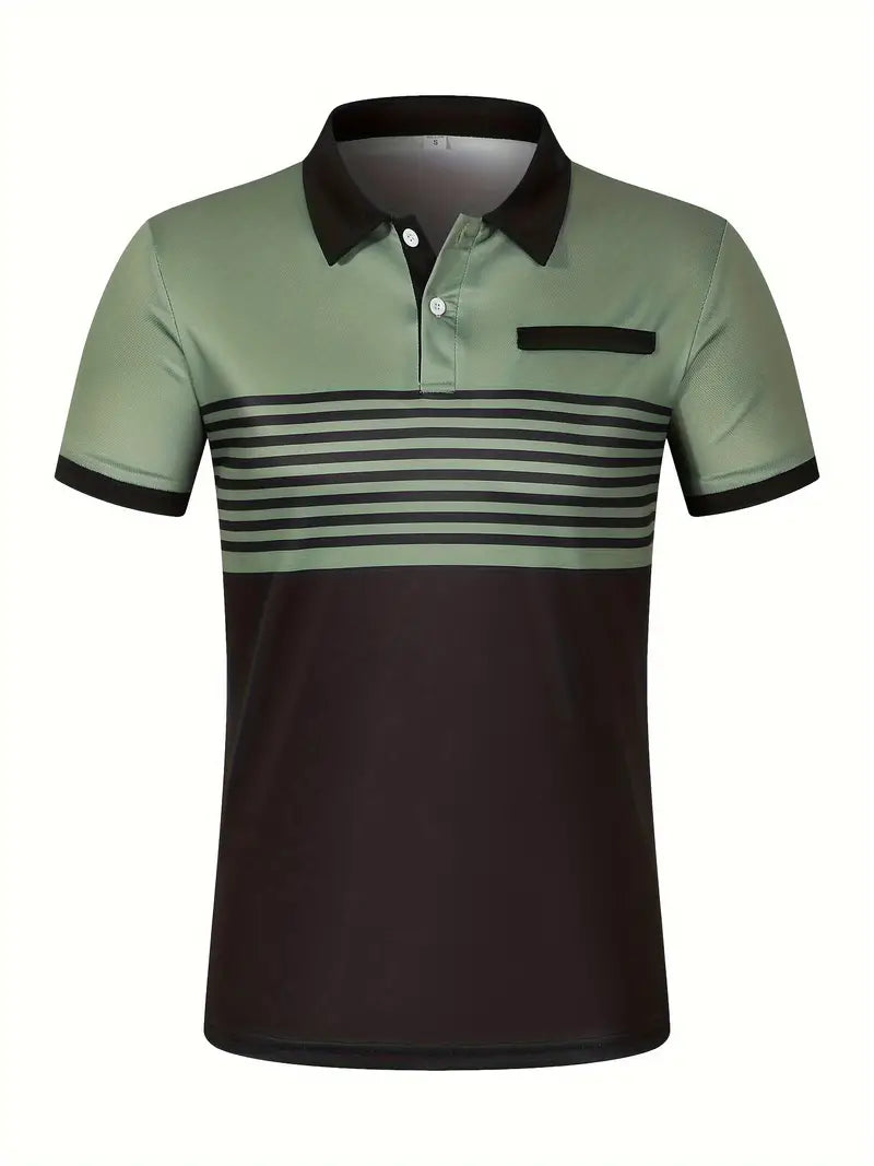 Camisa Polo Masculina - Ajuste Slim - Design Listrado - Manga Curta para Uso Casual