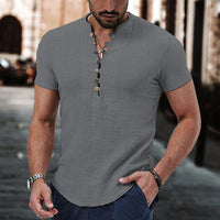 Chemise Henley décontractée pour hommes - manches courtes, coton léger et respirant avec patte de boutonnage élégante