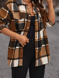 Chemise à manches longues à carreaux de couleurs mélangées - parfaite pour les femmes, surchemise polyvalente