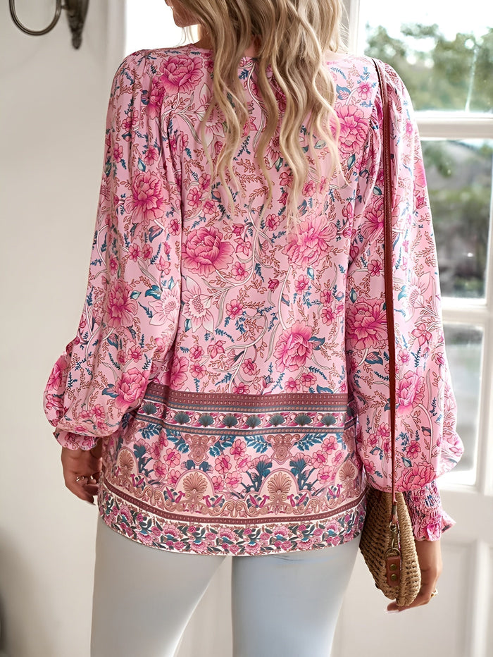 Chemisier floral élégant pour femmes à manches longues - Stylé et à la mode