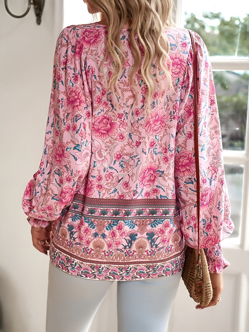 Chemisier floral élégant pour femmes à manches longues - Stylé et à la mode