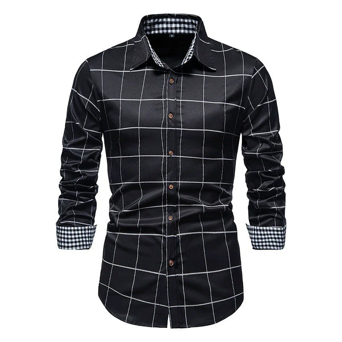 Chemise Homme à Carreaux Slim Fit à Manches Longues et Boutons - Style Décontracté Élégant