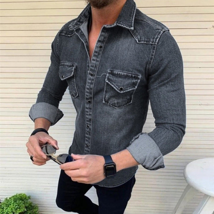 Chemise en denim durable coupe slim idéale pour looks décontractés et élégants