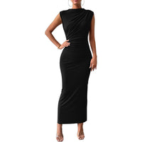 Robe longue élégante pour femme - Robe de cocktail drapée sans manches pour un look époustouflant