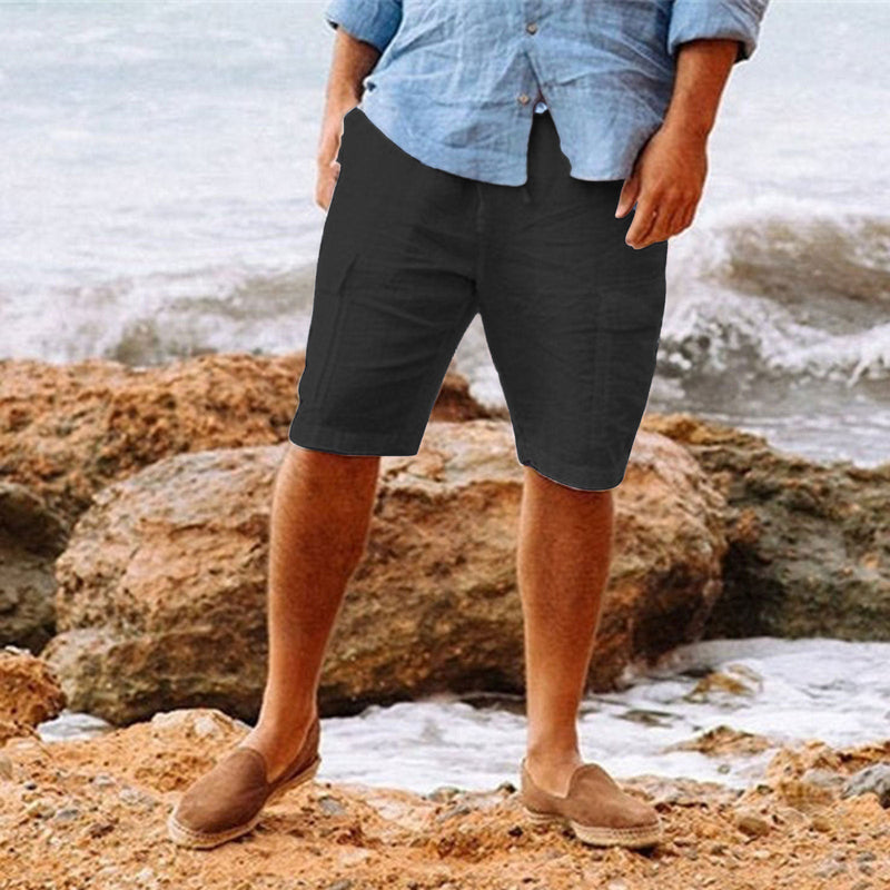 Short en Lin léger pour Homme - Tissu respirant et léger - Coupe décontractée - Longueur au genou pour un style casual parfait